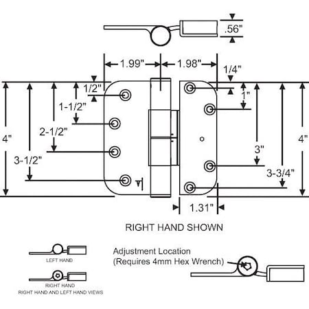 Strybuc HINGE ADJUSTABLE SET RH 857-10425